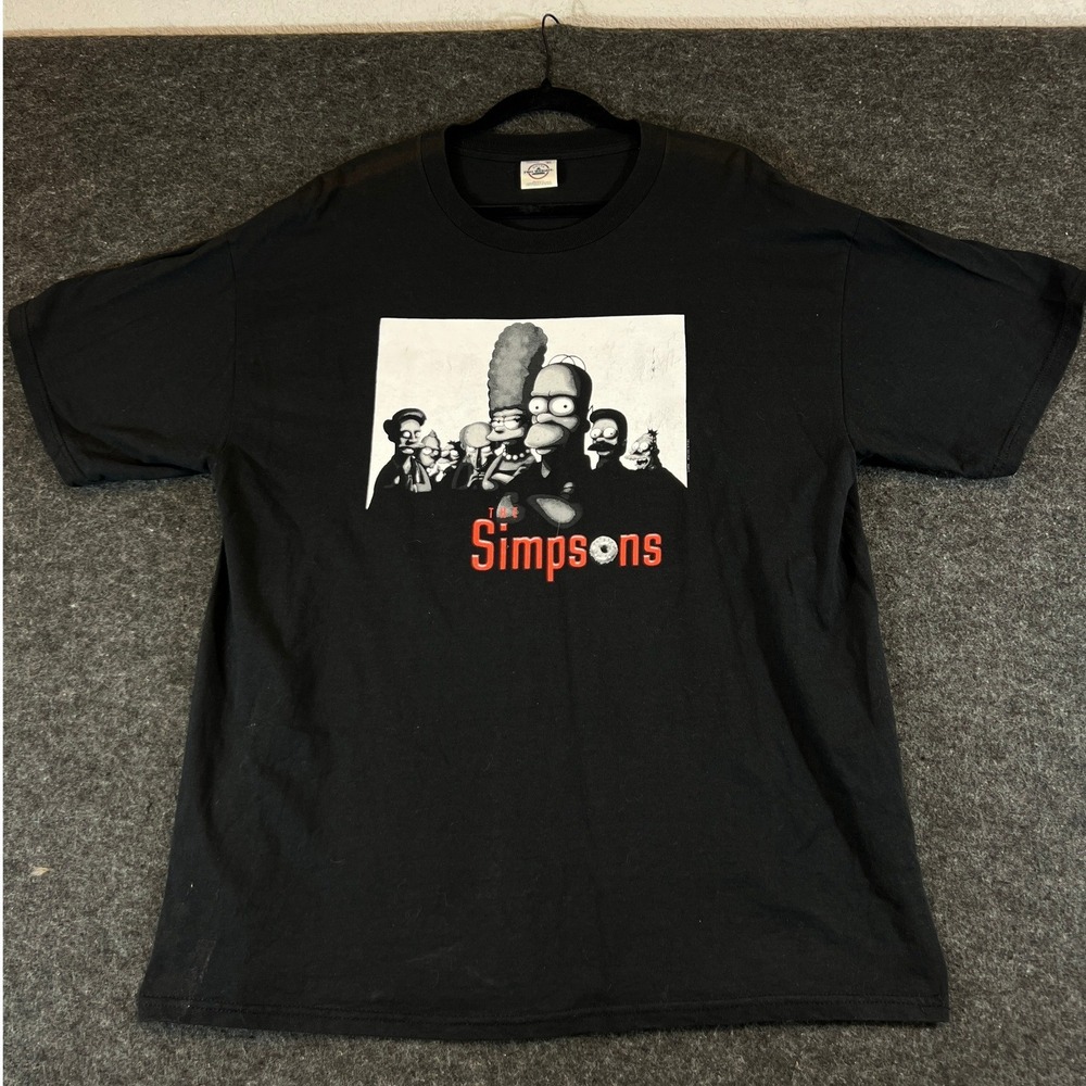 Vintage 90s The Simpsons Sopranos Shirt Mens XL Black Cartoon Graphic Streetwear